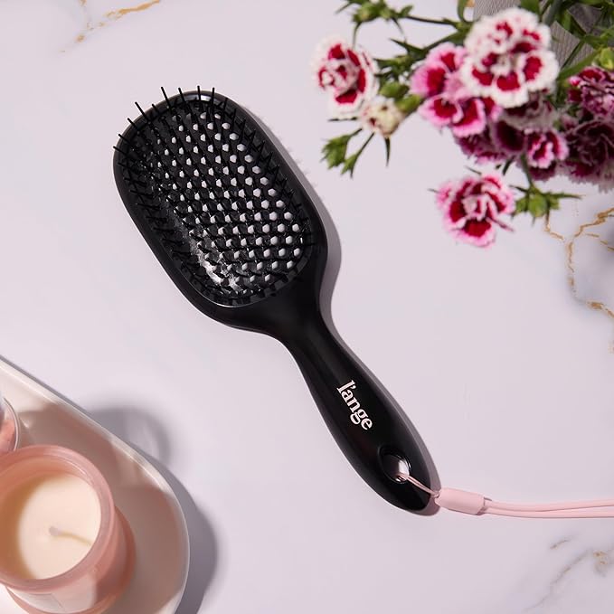 L'ANGE HAIR Detangling Vented Brush | Flexible Bristles for Wet or Dry Hair | Gentle Glide to Reduce Breakage | Ergonomic Shower Brush | Great for All Hair Types & Sensitive Scalps (Black)