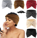 Stretchy Wide Headbands for Women - 6 Pcs Non Slip, Absorbed Sport Headband Soft Twist Knotted Headbands for Daily Life Yoga Workout (6 Color2) ﻿ ﻿ ﻿