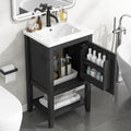 Bellemave 20" Small Bathroom Vanity with Sink, Modern Bathroom Storage Cabinet with Door and Storage Rack, Free Standing Single Basin Vanity with Open Shelf, Undermount Ceramic Sink, Black