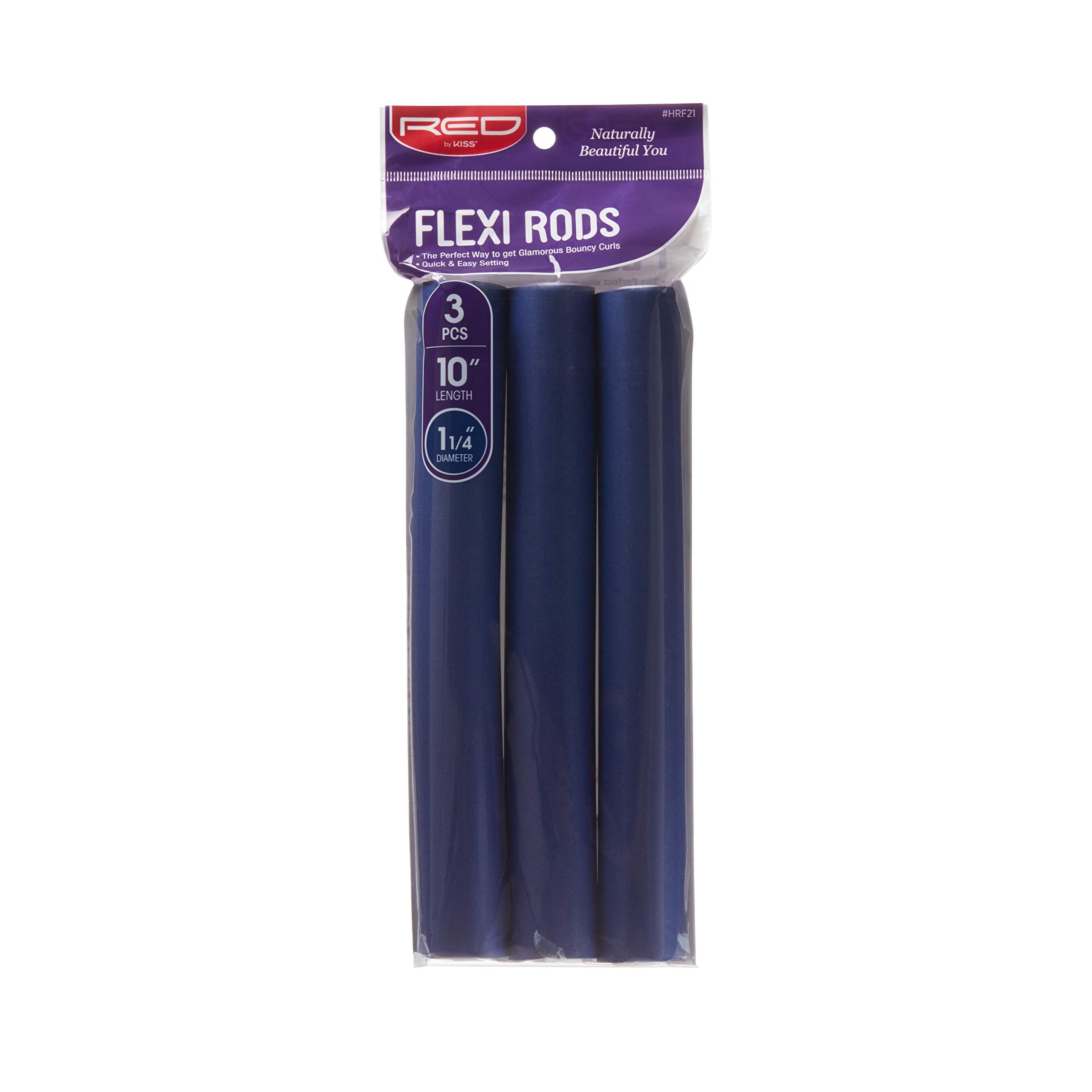 Red by Kiss Flexi Rods - Heatless Hair Curler for 90S Glamorous Bouncy Curls Beach Waves, No Slips, Sleep Styler (10" Length, 1 1/4" Diameter)
