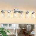 IZORRO Modern Bathroom Light Fixtures, 6 Light Brushed Nickel Vanity Lights, Bathroom Lighting Fixtures Over Mirror with Clear Glass for Living Room Cabinet Bedroom