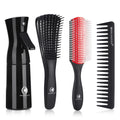 BRUSHZOO Detangler Brush with Hair Spray bottle 9 Row Brush Wide Tooth comb, Hair Brushes for Women men and Kids Curly Natural 3/4abc Hair (Red)