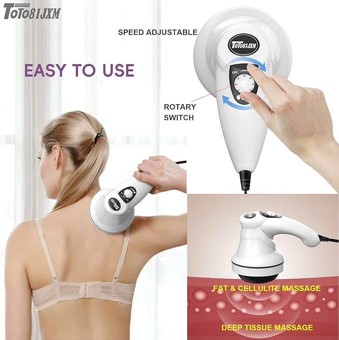 TOTO81JXM Cellulite Massager – Body Sculpting Machine with Lymphatic Drainage & Skin Tightening for Belly Butt Stomach Legs Arms Fat, Lipo Roller Massager After Surgery, Widearea & Adjustable Speed.