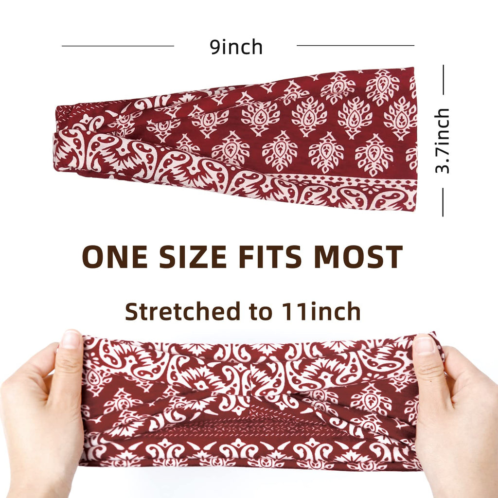 Huachi Boho Headbands for Women Wide Head Bands, Yoga Workout Hair Bands for Women's Hair Non Slip, Summer Womens Headbands Hair Accessories 6 Pack