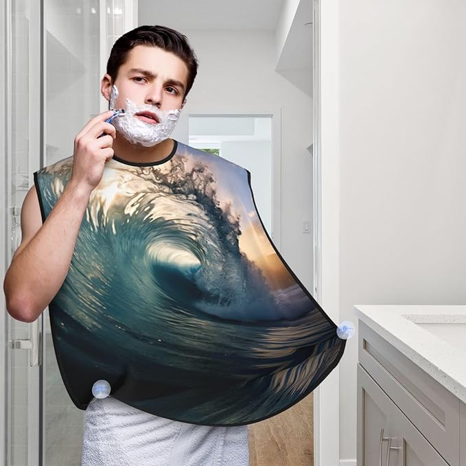 Ice Hockey Print Print Beard Bib Shaving Apron, Beard Hair Trimming Cape Gift For Dad