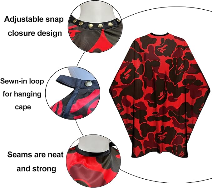Barbohoo Barber Cape for Men Professional Hair Cutting Salon Cape with Snap Closures Waterproof Large Hairdressing Styling Cape Gown for Barber- 63”× 56” (New Camouflage C)