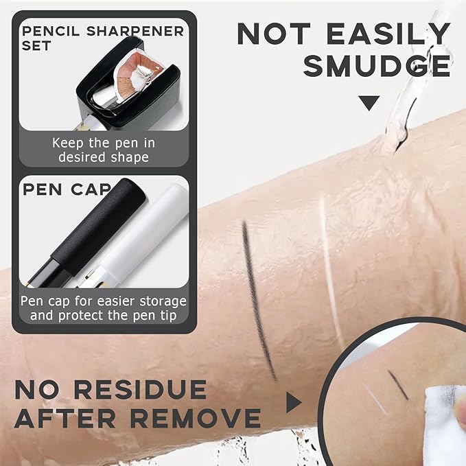 Noerrors 12Pcs Barber Pencil Set Hairline Enhancement Pencils Kit for Lineup Magic Beard Shaping Beard Guide Pen with Sharpener Barber Chalk for Beard Makeup Design for Men White Black Tan
