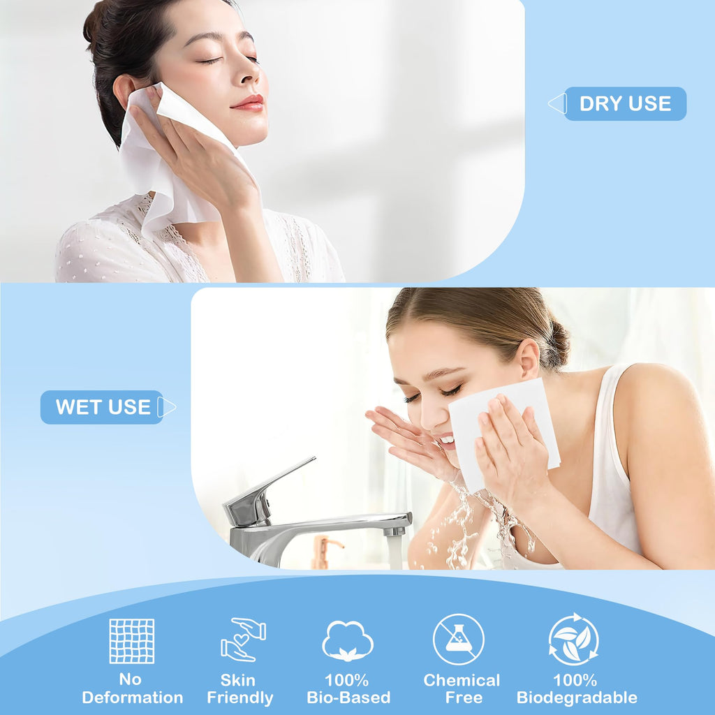 GRANNY SAYS Disposable Face Towel, Face Towelettes Disposable Biobased, 50 Count Extra Thick Soft Face Towels, Clean Skin Towels for Remove Makeup, Facial Cleansing, Nursing, Travel, 10"×12"