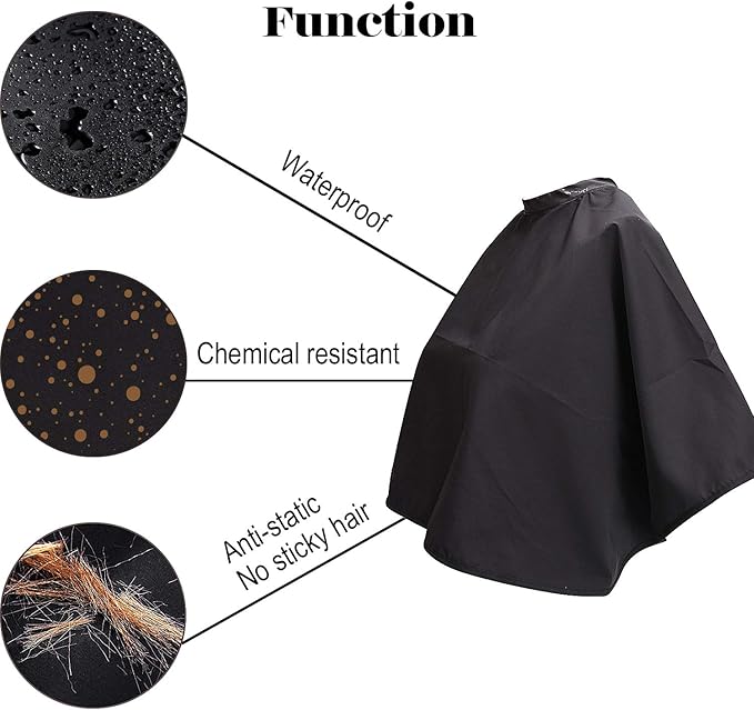 Noverlife Black Makeup Cape, Chemical & Water Proof Beauty Salon Shorty Smock for Clients, Lightweight Comb-out Beard Apron Shortie Make Up Bib Styling Shampoo Cape for Makeup Artist Beautician