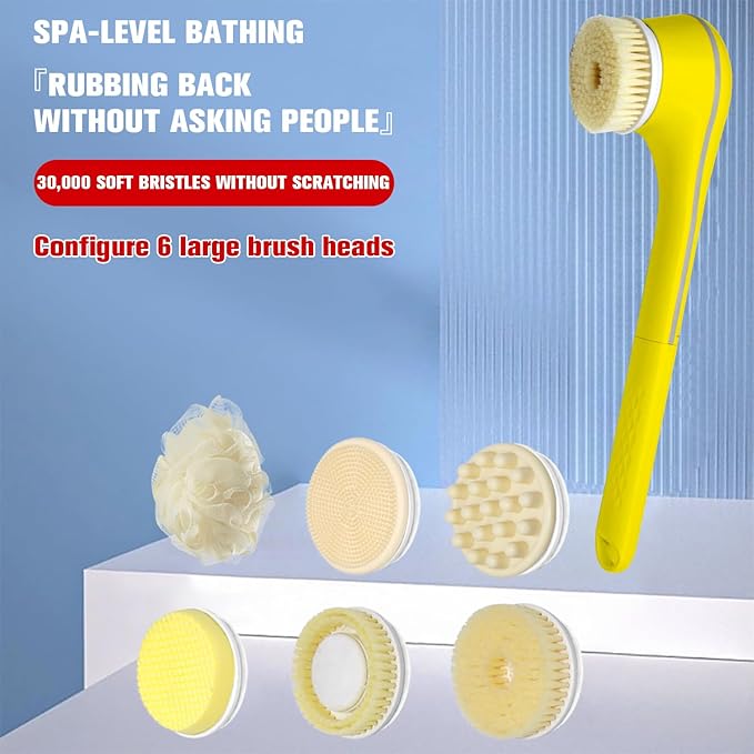 Electric Body Brush Set for Showering, Yellow