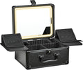 GALHUBIS Makeup Case with Lighted Mirror, Makeup Box Organizer with Detachable LED Mirror, Travel Makeup Train Case, Waterproof Cosmetic Organizer, Standing Makeup Brush Holder, Gift, Black