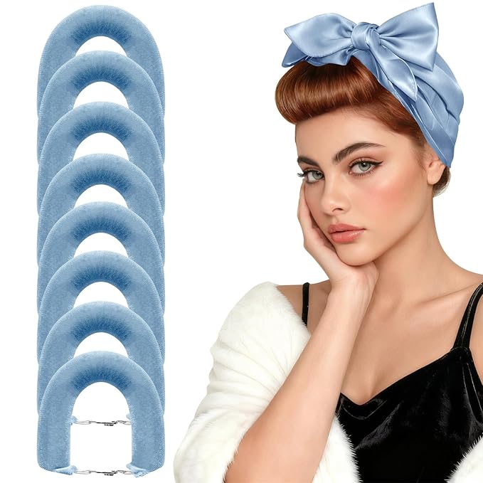 Togayu Heatless Curls Overnight Set for Natural Hair, Comfortable Easy-Lock Rollers, Heat-Free Hair Curlers for Long Textured Hair, 8PCS Blue