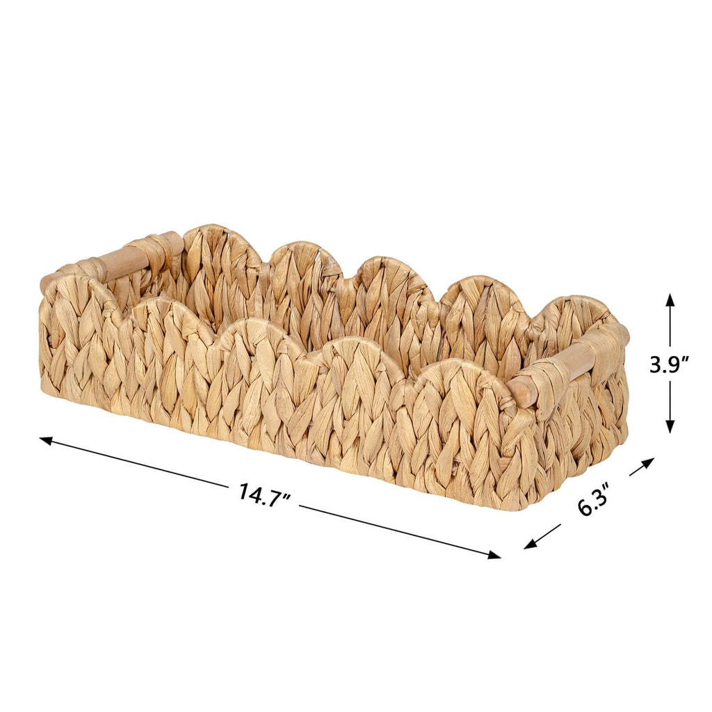 Kriitools Wicker Bathroom Basket 2PK Organizer w/Scalloped for Toilet Paper