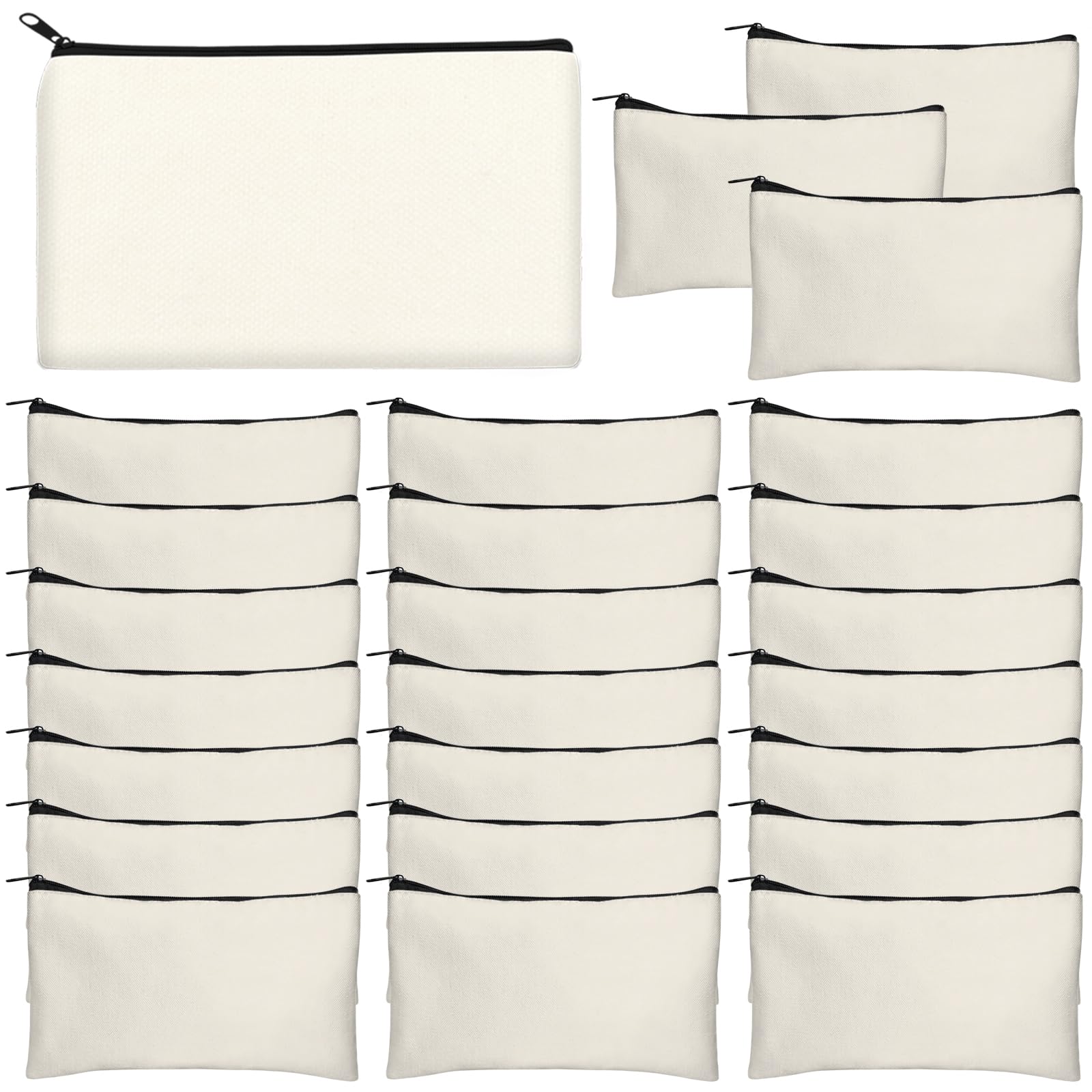 Legigo 24 Pack Beige Canvas Makeup Bags DIY Craft Bag- Blank DIY Craft Bag Canvas Pencil Case Canvas Zipper Pouch Bags Cosmetic Bag Multipurpose Canvas Pouch with Zipper for vinyl (8.3 x 5 inches)