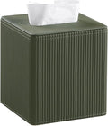 Tissue Box Cover Square with Magnetic Closure, PU Leather Tissue Box Holder for Bathroom NightStands Livingroom, Decorative Modern Square Tissue Holder (Green)
