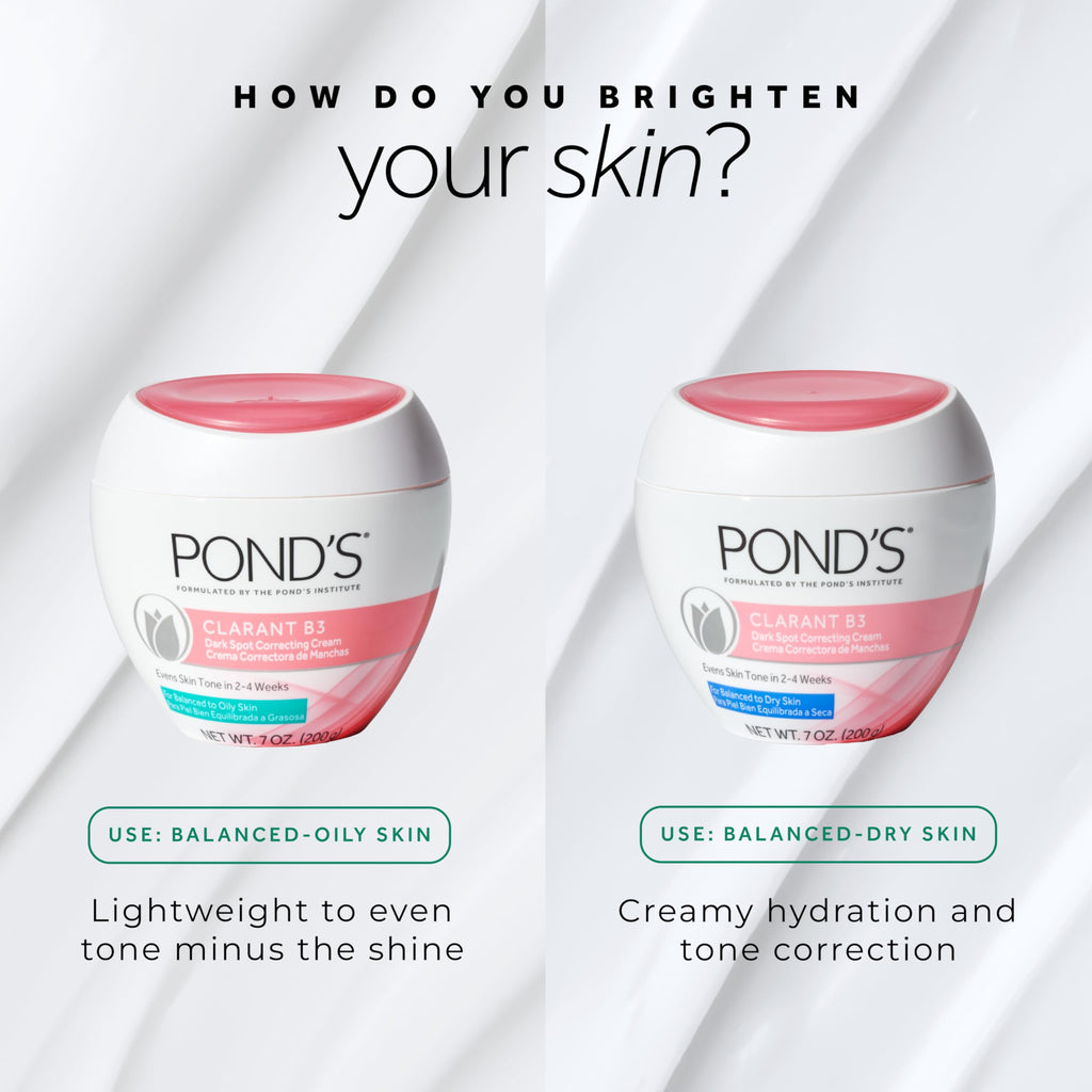 POND’S Clarant B3 Dark Spot Correcting Cream – Daily Moisturizer for Dry Skin – Moisturizing Face Cream with Vitamins B3 & C – Dermatologist Tested, 7 oz, 2 Pack