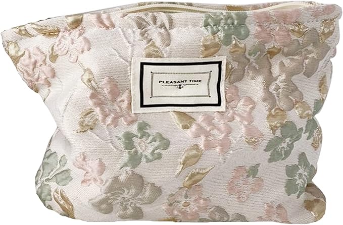 SxoSyo Floral Makeup Bags, Fabric Cosmetic Purse, Pink