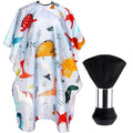 FEBSNOW Kids Hair Cutting Cape, Professional Barber Cape and Neck Duster Brush Cartoon Hairdresser Apron with Adjustable Closure for Children & Adults 55x39 Inches