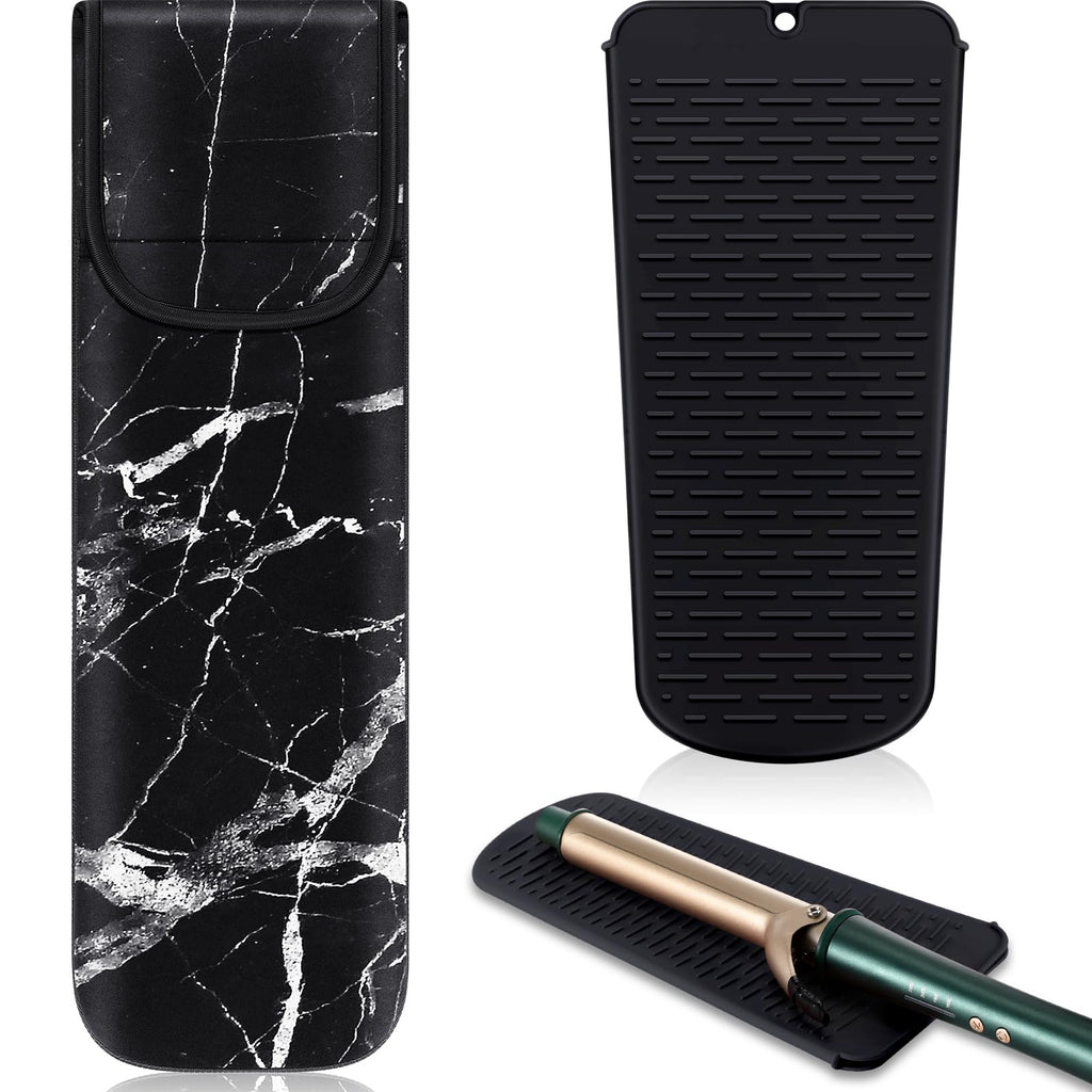 Shappy 2 Pcs Heat Resistant Curling Iron Flat Iron Travel Case,Retro
