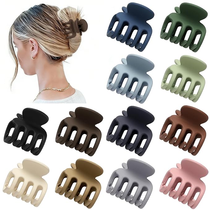 Sisiaipu 12Pcs Hair Clips for Women 1.8 Inch Small Claw Clips for Thin Hair Medium Hair Claw Clips for Thick Hair Accessories for Women Girls (Regular)