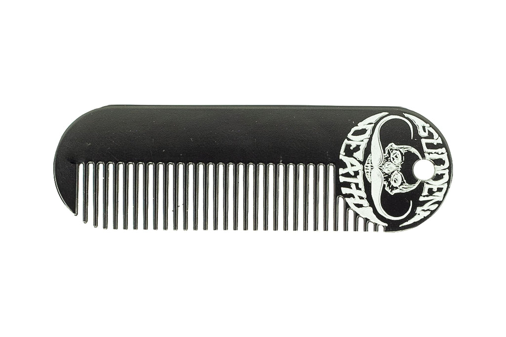 Mustache & Beard Comb Or Fine Tooth Moustache Pocket Metal Powder Coated Black Keychain Comb For Men - 3.25 x 1 Inches by Death Grip