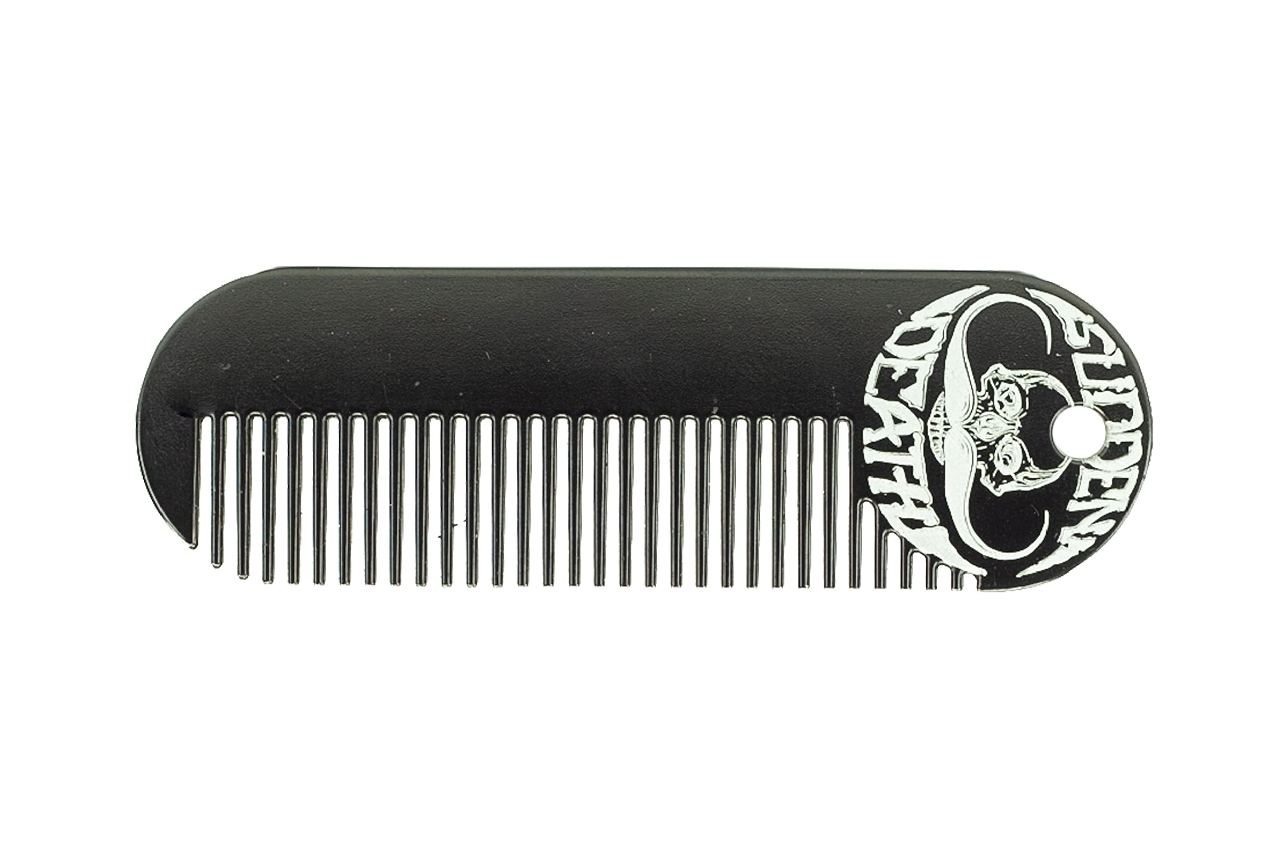 Mustache & Beard Comb Or Fine Tooth Moustache Pocket Metal Powder Coated Black Keychain Comb For Men - 3.25 x 1 Inches by Death Grip