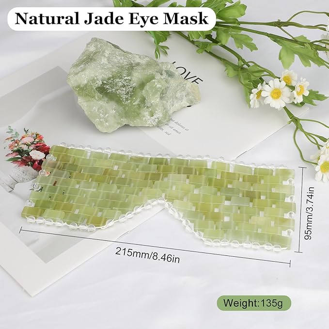 LazyGa Jade Eye Mask, Facial Cooling Mask with 100% Real Jade for Hot & Cold Therapy to Reduce Wrinkles, Puffiness, Migraines, and Anti-Aging