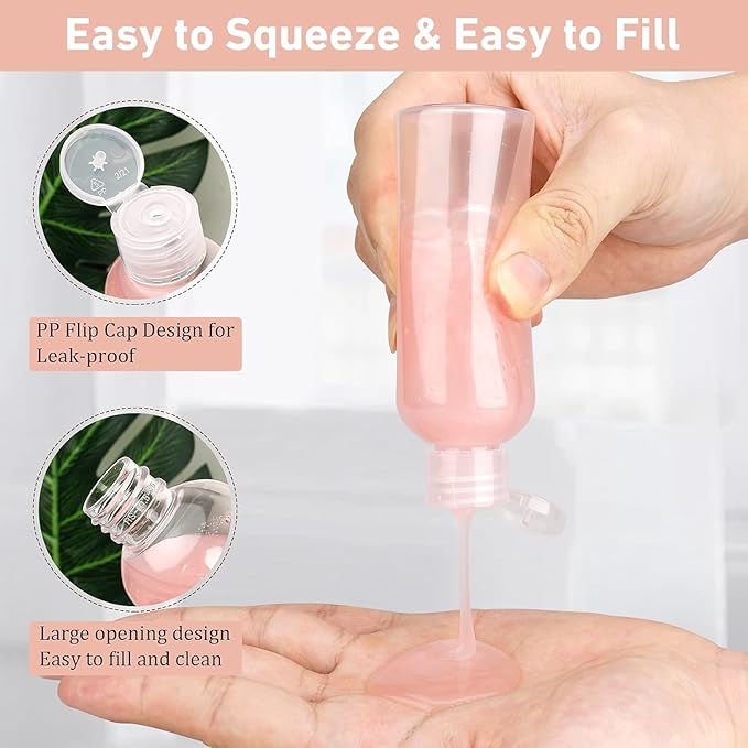 Wowang Travel Bottles for Toiletries 3.4oz 4 Pack TSA Approved Leak-Proof Travel Size Containers Squeezable Empty Plastic Toiletry Bottles for Shampoo, Conditioner, Body Wash (Clear)