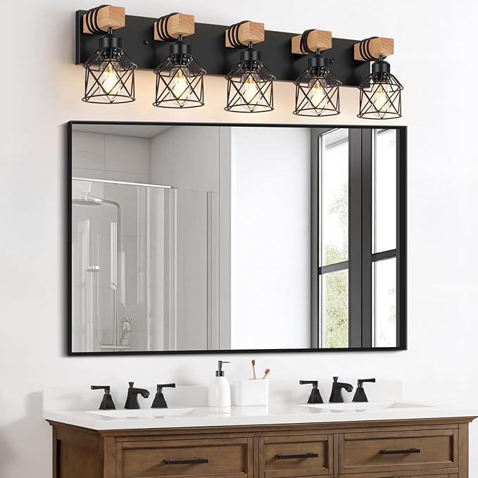 FadimiKoo 5-Light Black Bathroom Light Fixtures, Vanity Lighting Fixtures