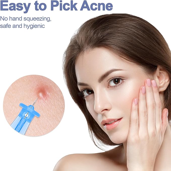 50 Pack Disposable Acne Pimple Popper Needles and 72 Dots Pimple Stickers, for Whitehead Acne Closed Mouth Needle (50 Pack)