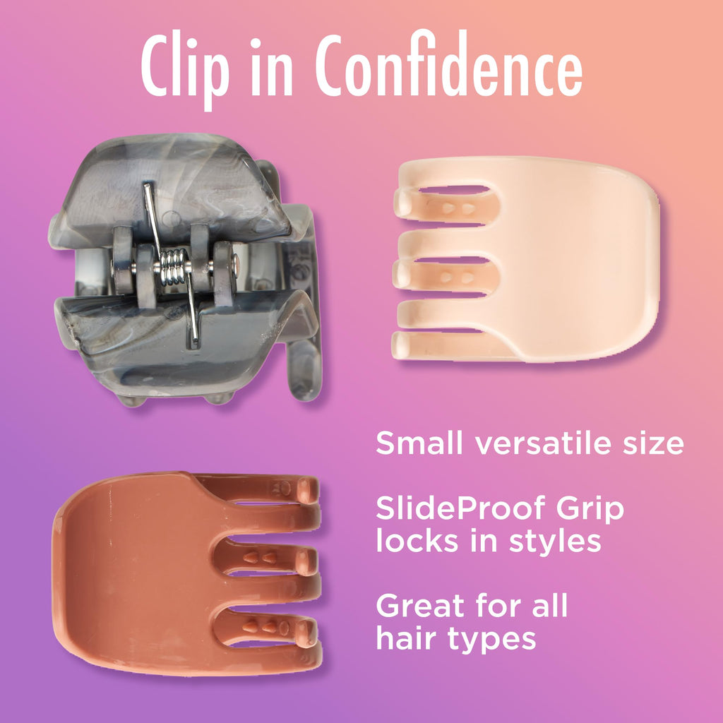 Goody Classic Claw Hair Clips - 6-Count, Clear, Brown and Black - 1/2 Claw Will Gently Keep Hair Secured In Place with a Long Lasting Hold, color may vary