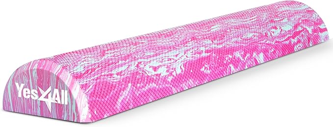 Yes4All EVA Firm Foam Roller for Stretching, Half Yoga Back Roller for Muscle Massage for Pilates, Yoga, Balance & Core Exercises, 36 inches, Unicorn Marble