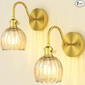 2-Pack Wall Sconces Lights Lamp for Bedroom Bathroom, Modern Vanity Light Fixtures, Wall Mount Lighting Vintage Tulip Amber Glass Shade for Living Room Mirror Hallway Kitchen