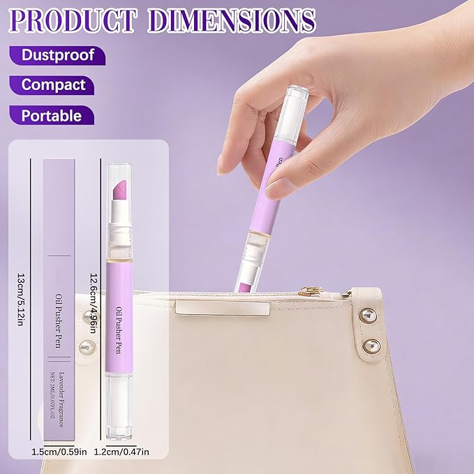 3PCS 2-in-1 Cuticle Oil Pusher Pen, Ceramic Cuticle Pusher & Oil Pen, Nail Care Tool for Dry Damaged Nails Hangnails Moisturiz Polish Brighten