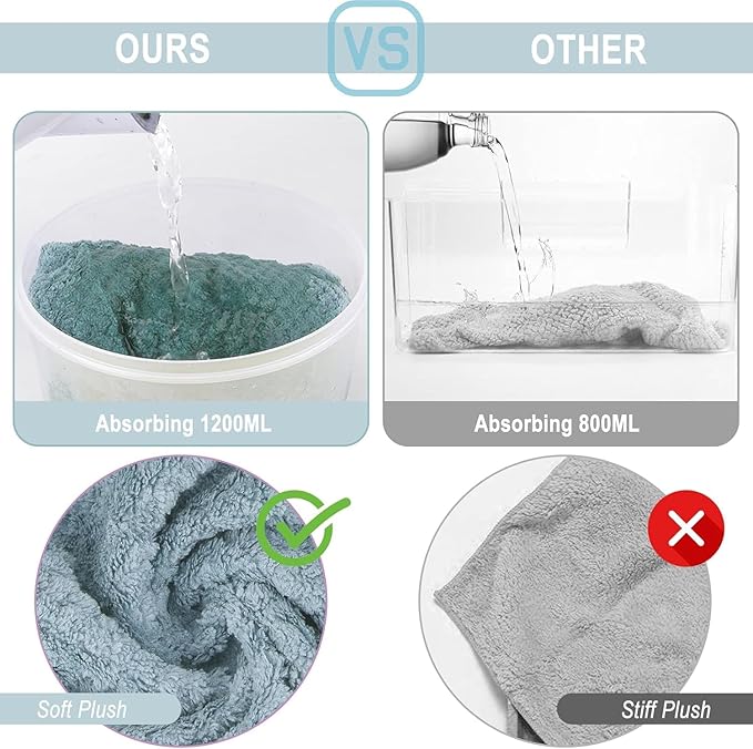 3 Pack Microfiber Hair Towel Wrap for Women, Fast Drying Hair Turban with Button, Anti-Frizz Large Hair Towel for All Hair Styles, Soft & Absorbent Hair Drying Towel