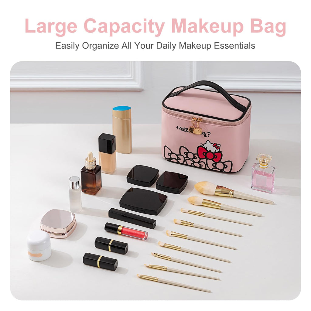 Vimanllie Large Travel Makeup Bag Waterproof Cosmetic Bags,Portable Toiletry Organizer with Handle for Girl,Cute Home Storage for Women
