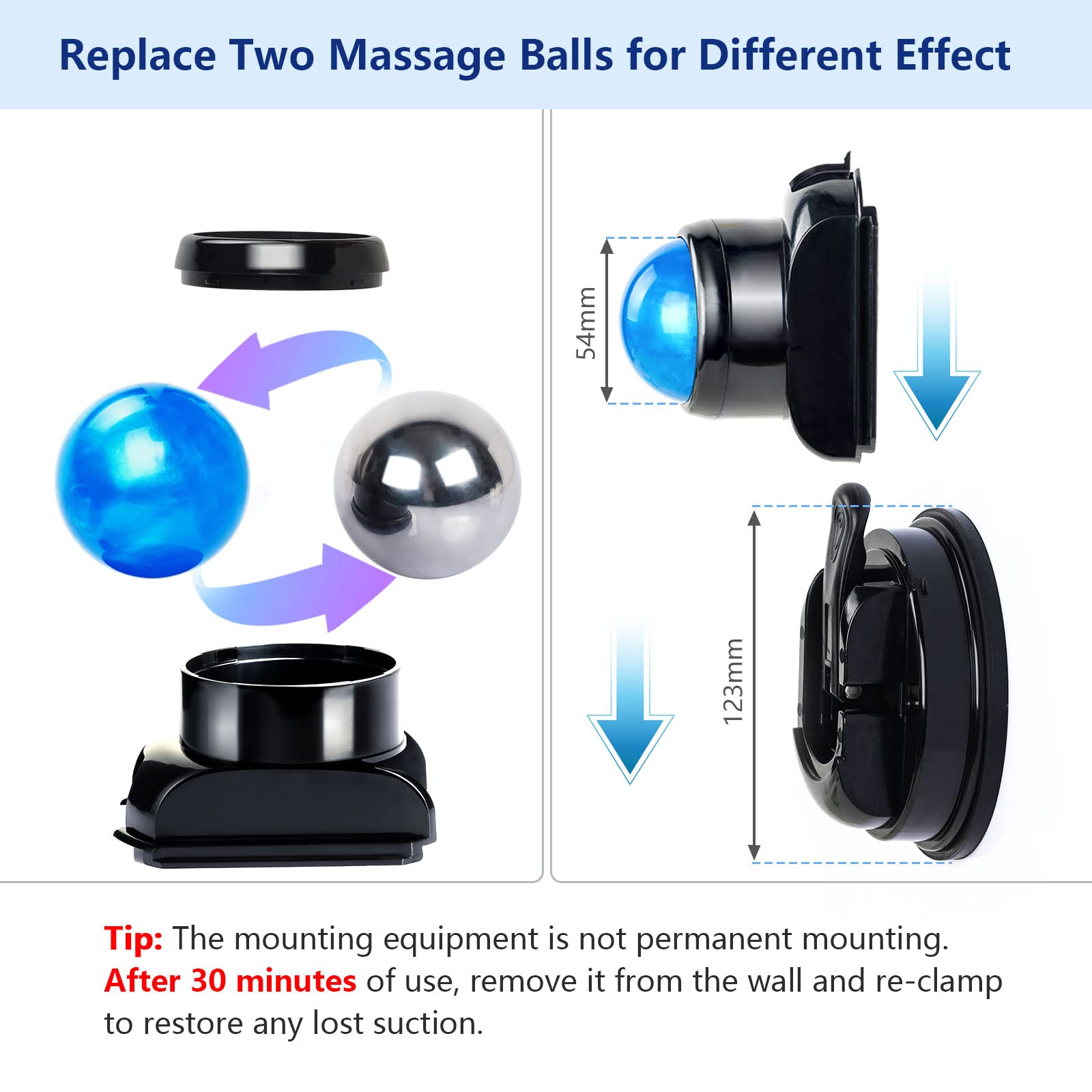 Wall-Mountable Massage Ball 2 pack Muscle Massage Roller for Pain Relief
