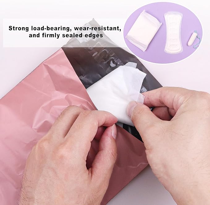 Terdey Sanitary Napkin Disposal Bag, Self Sealing Privacy Protection Sanitary Tampons Bag with Zipper, Pink 202 PCS