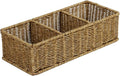 Waterproof Wicker Bathroom Basket with 3 Compartments, Light Brown