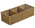 Waterproof Wicker Bathroom Basket with 3 Compartments, Light Brown