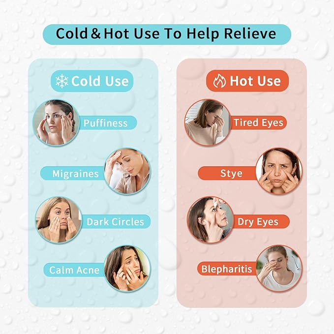 CONBELLA 2PCS Cooling Eye Mask Gel Eye Mask, Reusable Hot Cold Therapy cold eye mask for Post Surgery, Puffiness, Dark Circles, Eye Bags, Dry Eyes, Migraines with Soft Plush Backing (Heart+Snowflake)
