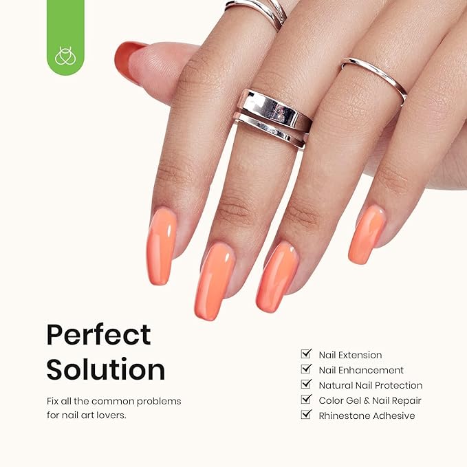 Beetles 3Pcs 15ml Builder Nail Gel with No Wipe Top Coat and Base Coat Kit for Gel Polish Shine Finish & Long Lasting Nail Protection UV/LED Lamp Needed for Women