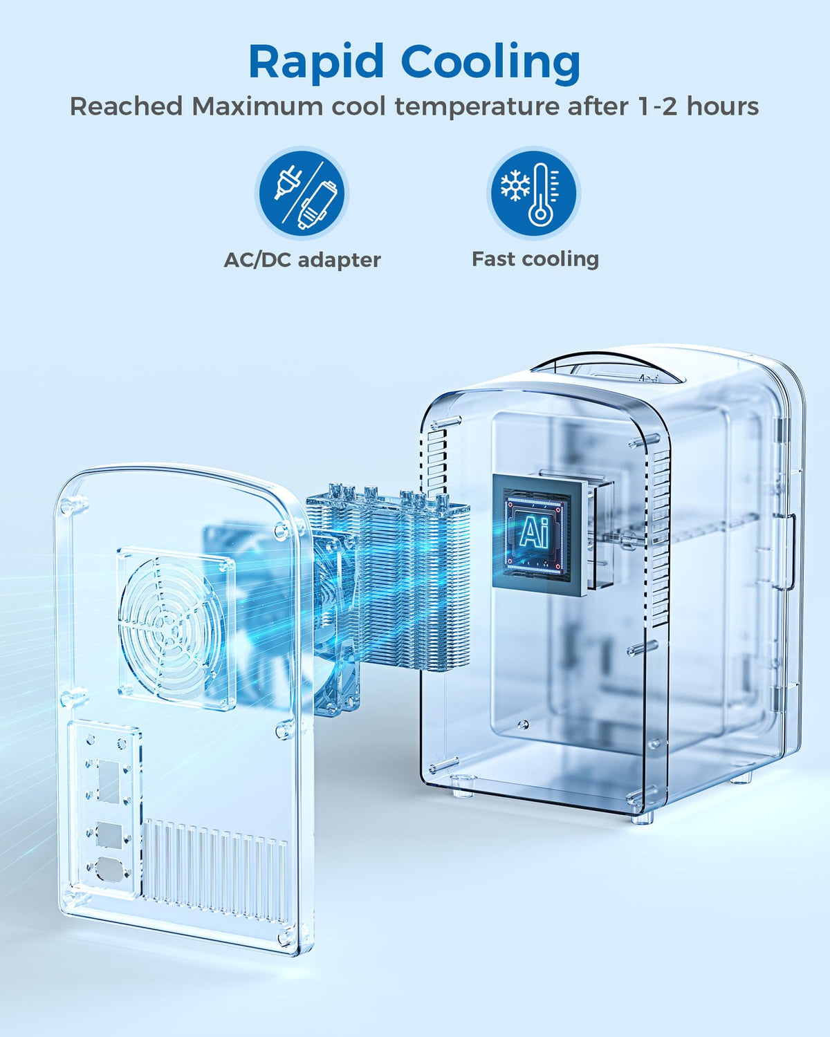 Electactic 4L/6 Cans Mini Fridge for Bedroom, Dorm, Makeup, White