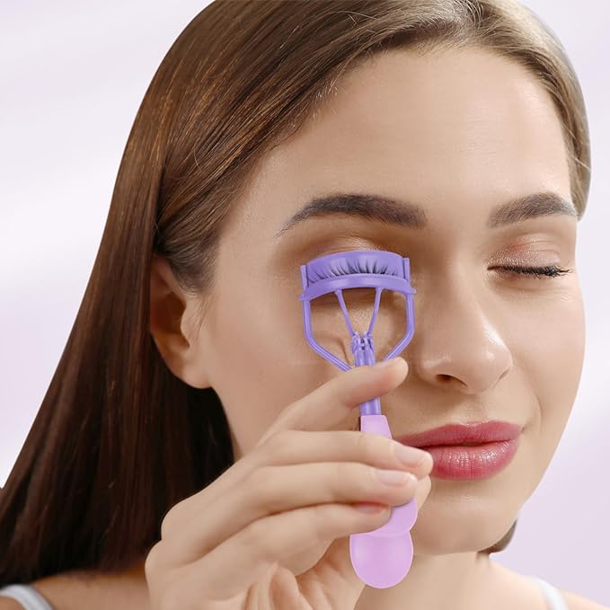 ODELY Eyelash Curler with Pads, Lash Curler with 10 Extra Silicone Replacement Pads, Comfortable Grip for Effortless Curling – Eyelashes for The Perfect Eye Contour (Hyacinth Purple)