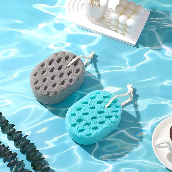 Boao 8 Pcs Bath Sponge for Women Men, Soft Shower Sponge Body Wash Scrubber Gentle Cleaning Loofahs for Shower(Brown, Lilac, Gray, Bright Green,Solid Color)