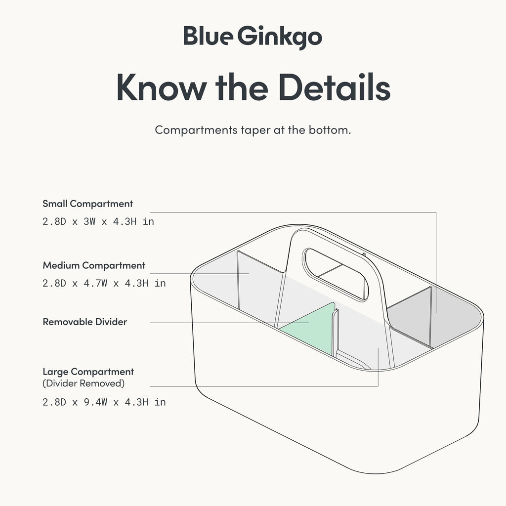 BLUE GINKGO Stackable Organizer Caddy, Rectangle, White, Made in Korea