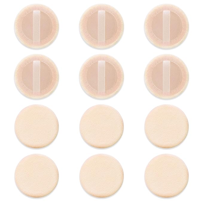 Molain Powder Make Up Puff For Face Makeup Setting 12 PCS Mini Pressed Loose Powder Body Make Up Sponge Blending Applicator Cosmetics Small Velour Beauty Press Foundation Pads Wet And Dry Makeup
