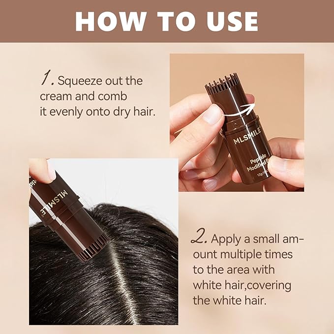 2-in-1 Hair Dye Comb for Women, Waterproof and Sweat-Proof Temporary Hair Dye Brush & Color Stick, Gray Roots Cover Touch Up Correction Stick for Unisex (Black)