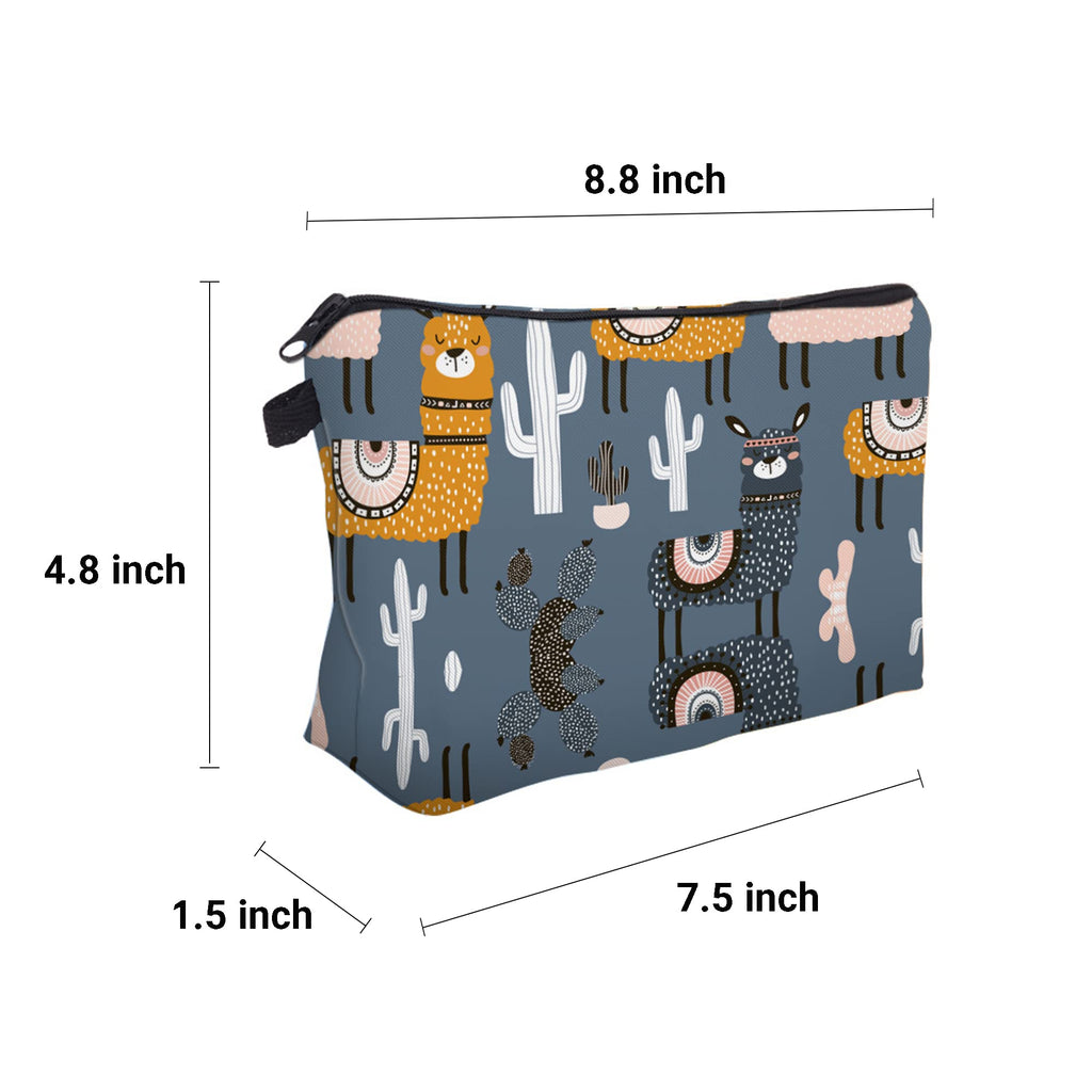 Aiphamy Cute Travel Makeup Bag Cosmetic Bag Small Pouch Gift for Women (Llama Cactus)