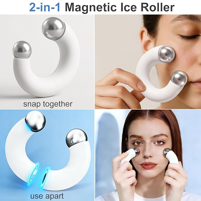 Daelala Ice Roller for Face and Eye, Magnetic Ice Globes for Wrinkles, Lifting, Depuff Face, Cold Facial Roller, Self Skin Care Cooling Items for Women